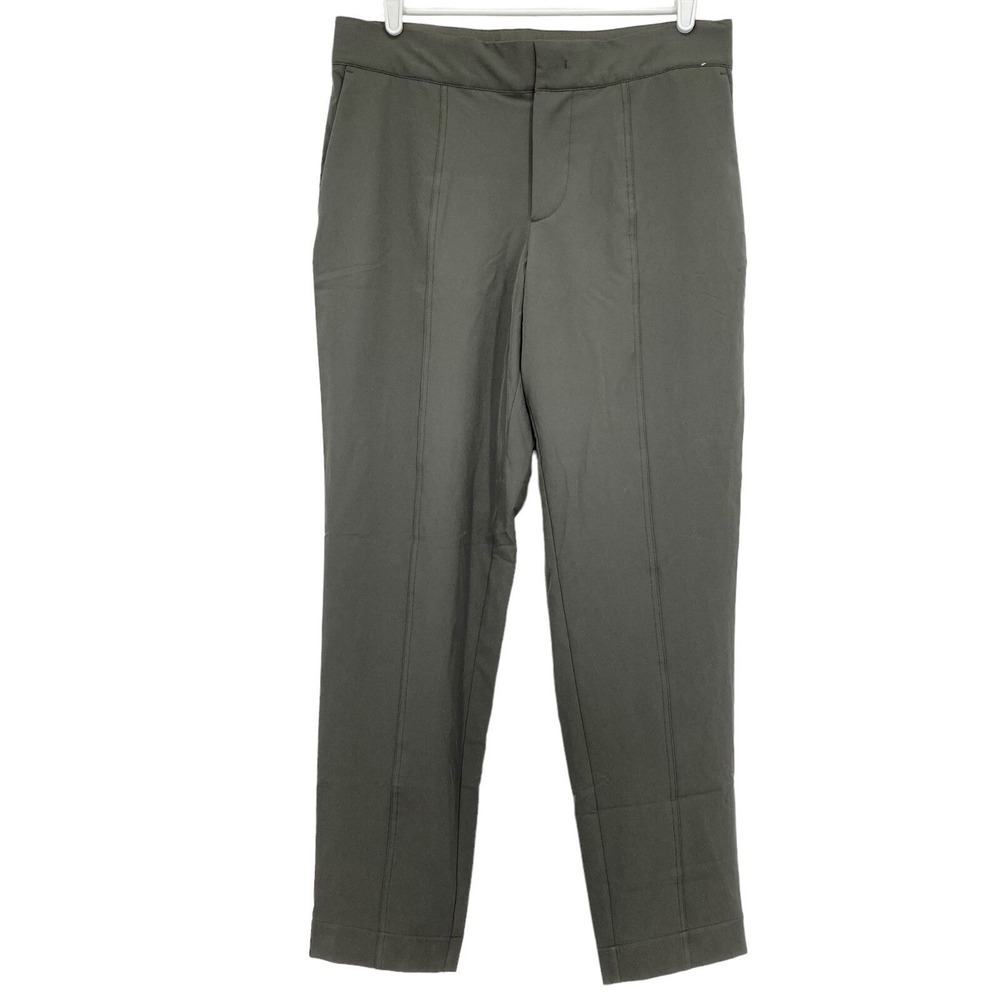 Mondetta Women Stretch Grey/Green Pant Size 8 Full Lined Elastic Waist Slim Leg